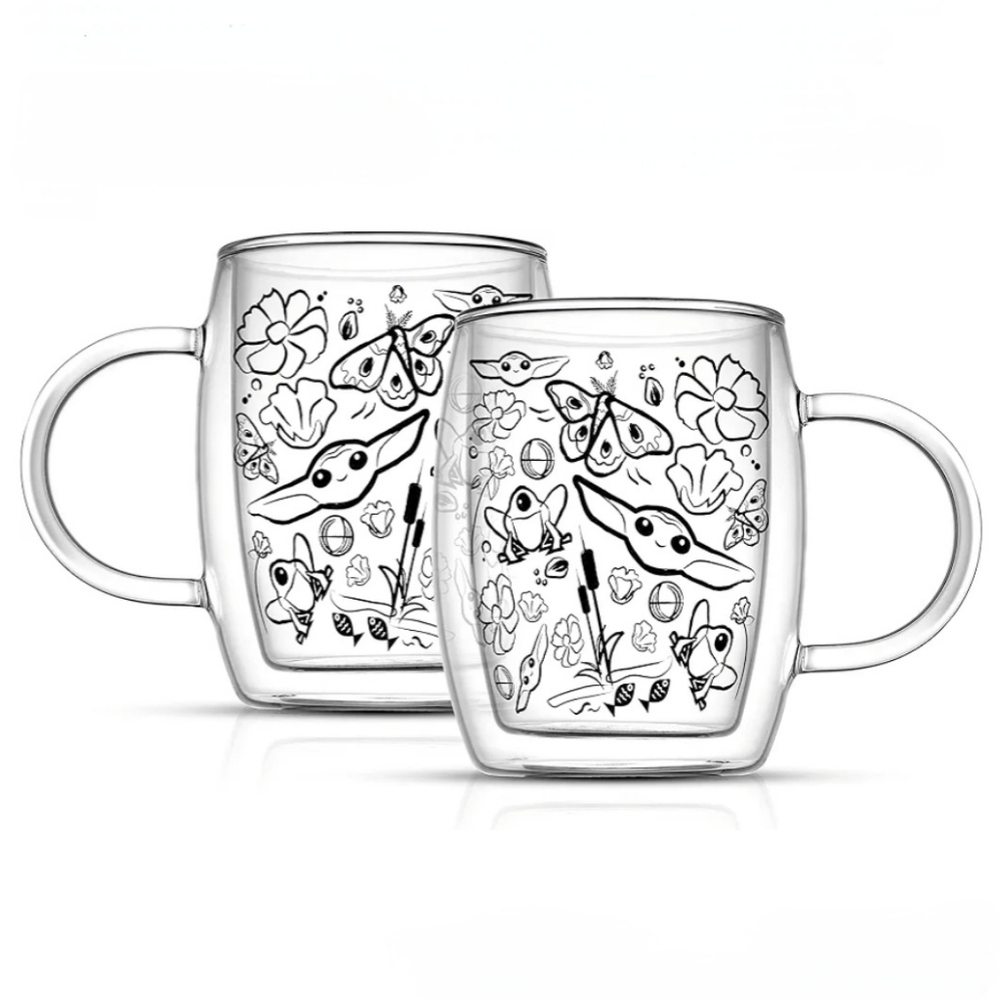 Star Wars The Mandalorian JoyJolt Grogu Nature Friend Double Wall Coffee Mug Set